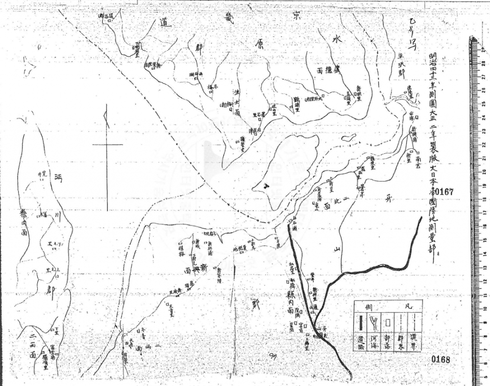 충남도장관이 총독부에 보낸 서신에 첨부된 을호 지도(1910년 제작)