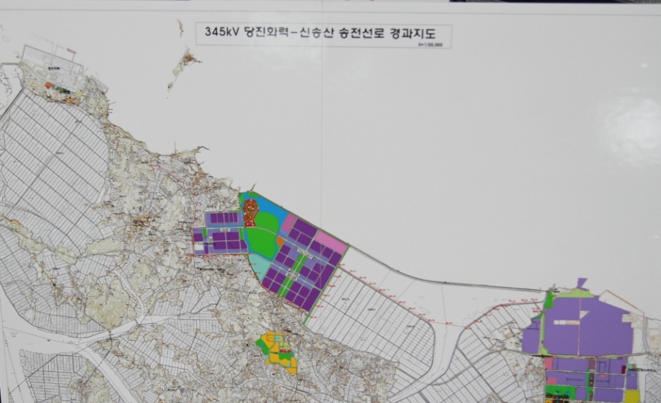 345kV 당진화력-신송산 송전선로 경과지도 ⓒ당진신문 지나영 기자