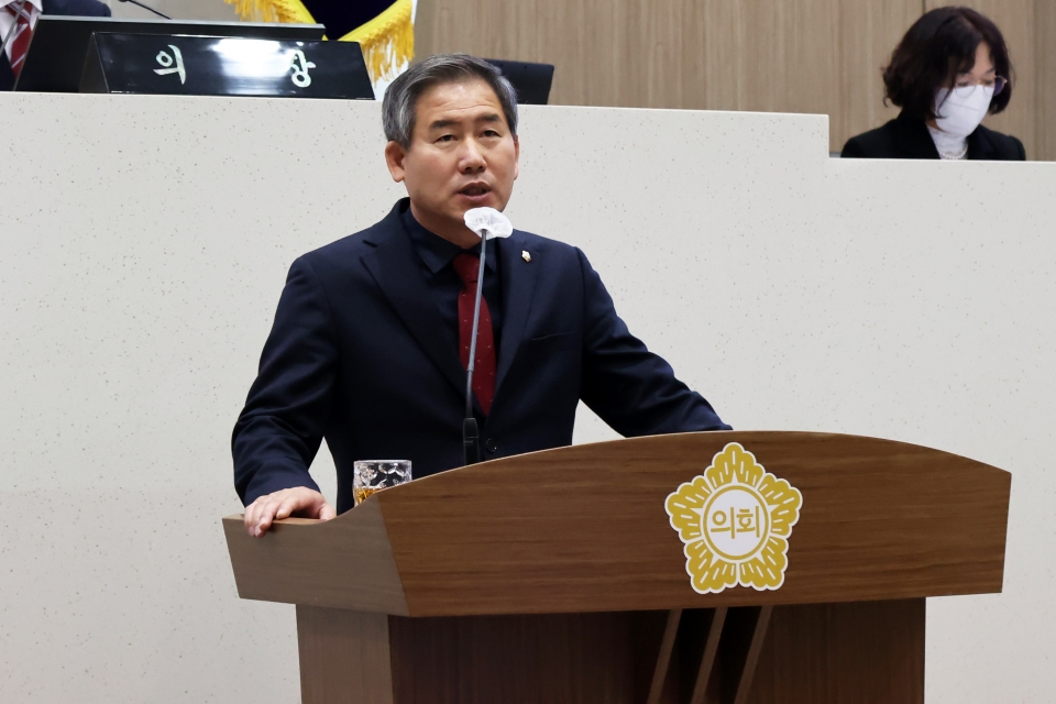 당진시의회 김봉균 의원 5분 자유발언 모습. ⓒ당진시의회 제공