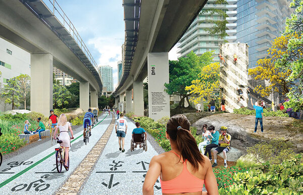 도시 고가도로 아래를 활용한 무장애 보행·자전거길 조성 구상도. ⓒ당진신문