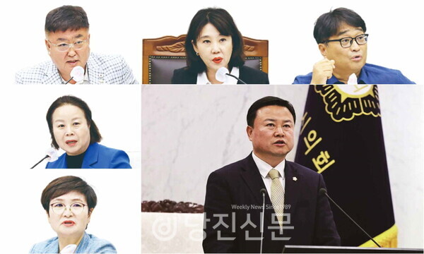 심의수 의원 등 5명의 의원(전선아, 조상연, 한상화, 최연숙)이 지난 14일 서영훈 의장이 원내대표 선출과 윤리위원회 구성 과정에서 중립의무를 어겼다며 지방자치법 제62조에 따른 불신임안을 제출했다. ⓒ당진신문