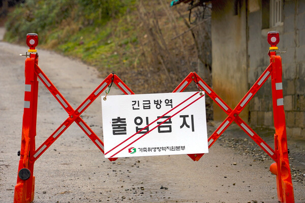 양돈농가 출입금지 표시. ⓒ당진시청 제공